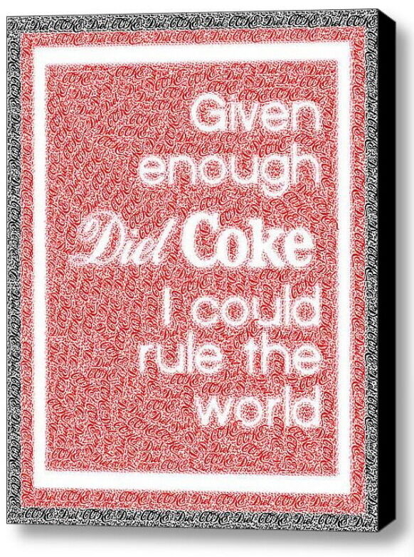 Diet Coke Rules Text Mosaic AMAZING Framed 9X11 Limited Edition Art w/COA