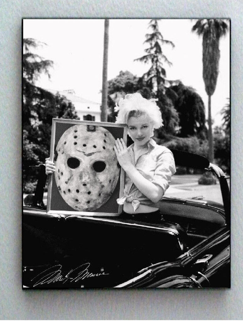 Framed Marilyn Monroe holding Jason Voorhees Mask faux signed Limited Edition