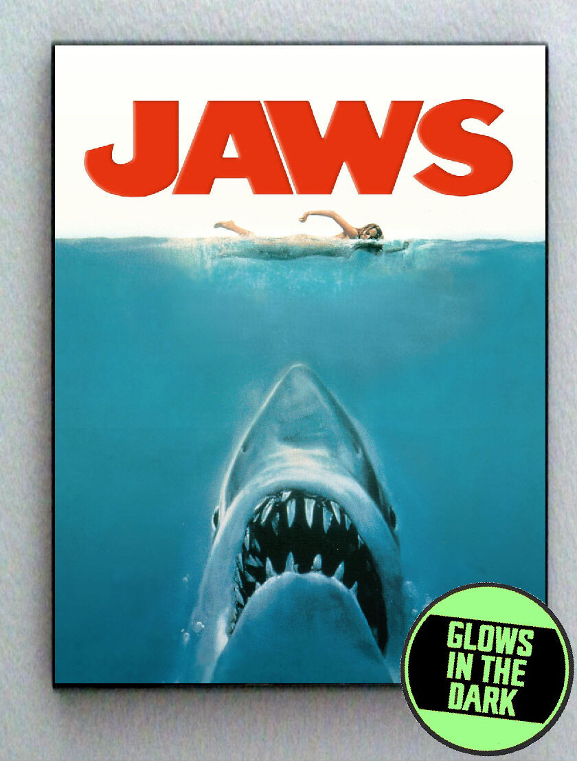 Jaws Shark Glow In The Dark Framed Cool Art Mini Poster
