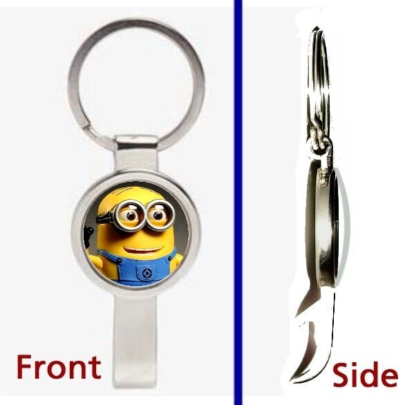 Despicable Me 2 Minion Dave Pennant or Keychain silver tone secret bottle opener