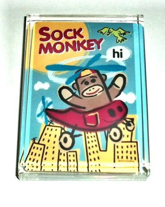 Sock Monkey Acrylic Executive Desk Top Paperweight