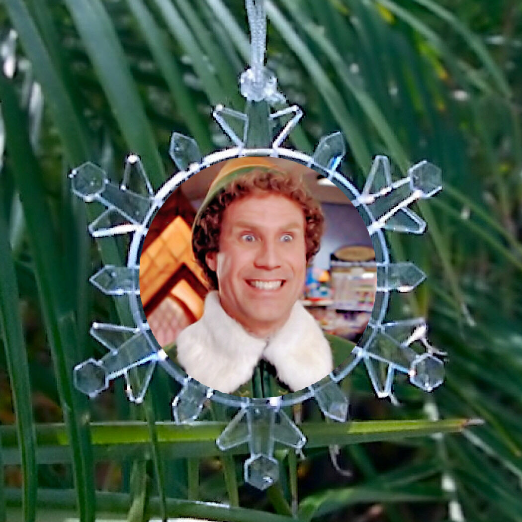 Buddy The Elf Movie Snowflake Colored Blinking Holiday Christmas Tree Ornament