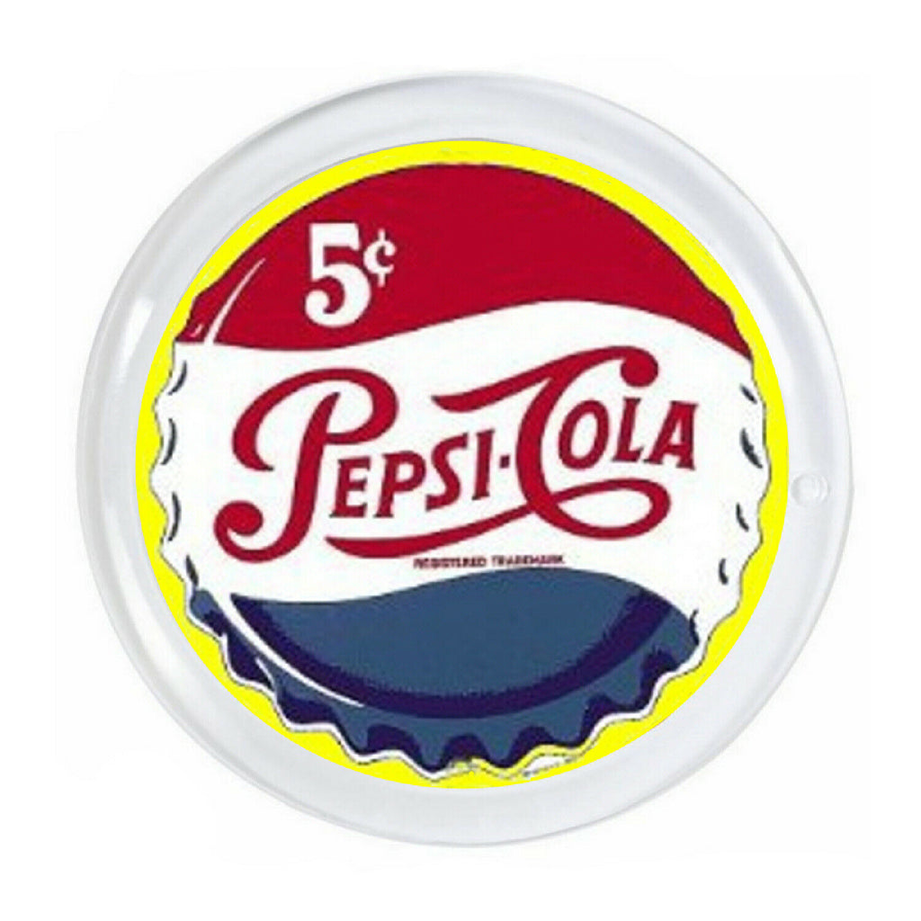 Retro Pepsi Cola Bottle Cap Ad Magnet big round 3 inch diameter with border PBA