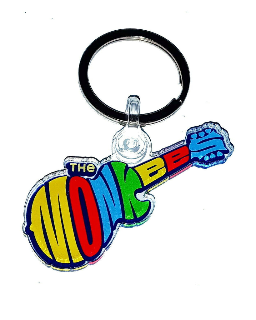 The Monkees retro promo KeyChain mini color guitar logo