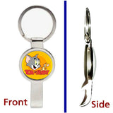 Tom and Jerry Cat Mouse Pendant or Keychain silver tone secret bottle opener