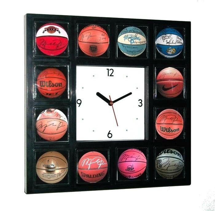 Michael Jordan signed basketball Clock w/12 pictures