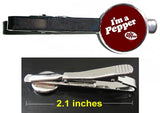 Dr. Pepper I'm a Pepper retro ad Tie Clip Clasp Bar Slide Silver Metal Shiny