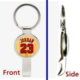 Michael Jordan Jersey Pennant or Keychain silver tone secret bottle opener