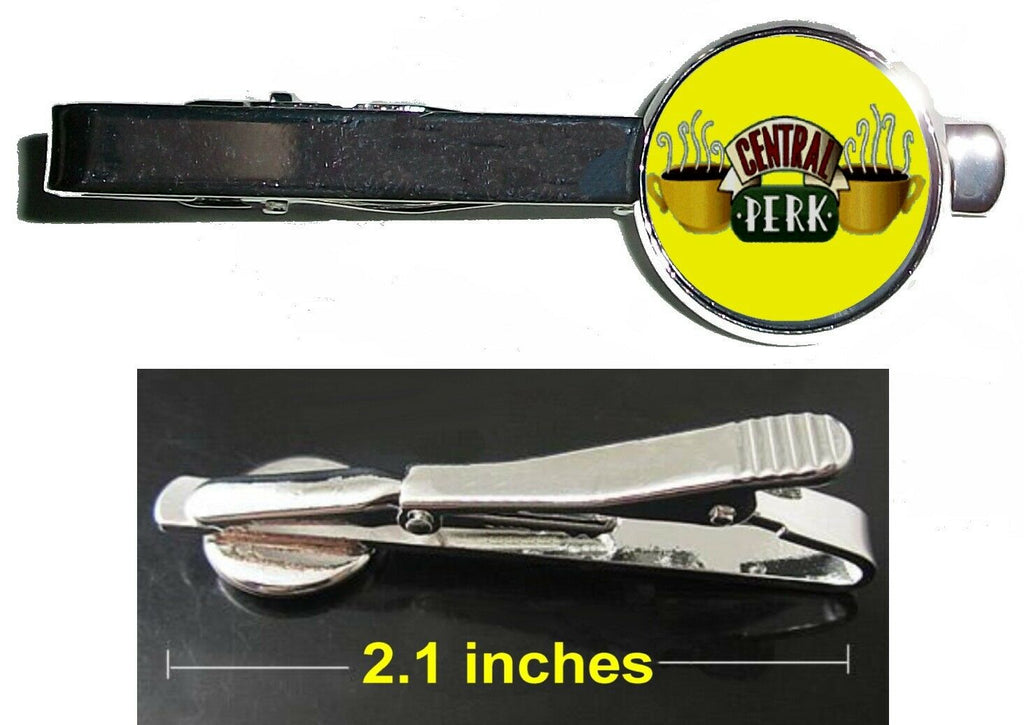 Friends TV show Central Perk Tie Clip Clasp Bar Slide Silver Metal Shiny