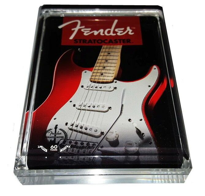 Acrylic Executive Fender Stratocaster Guitar Display Piece Desk Top Paperweight