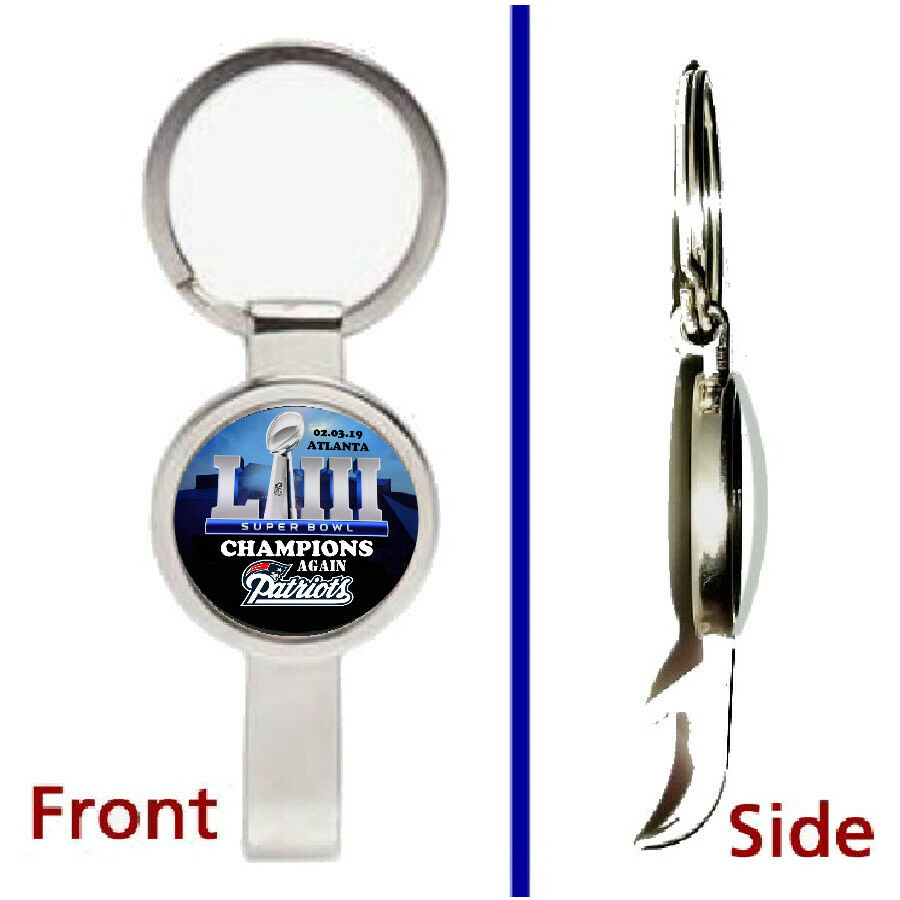 New England Patriots Super Bowl 53 AGAIN Pendant Keychain secret bottle opener