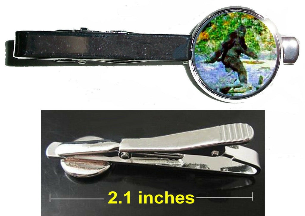 Bigfoot Yeti Sasquatch Squatch Tie Clip Clasp Bar Slide Silver Metal Shiny