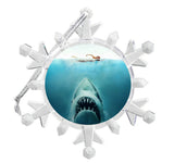 Jaws Shark Movie Snowflake Multi Color Blinking Holiday Christmas Tree Ornament