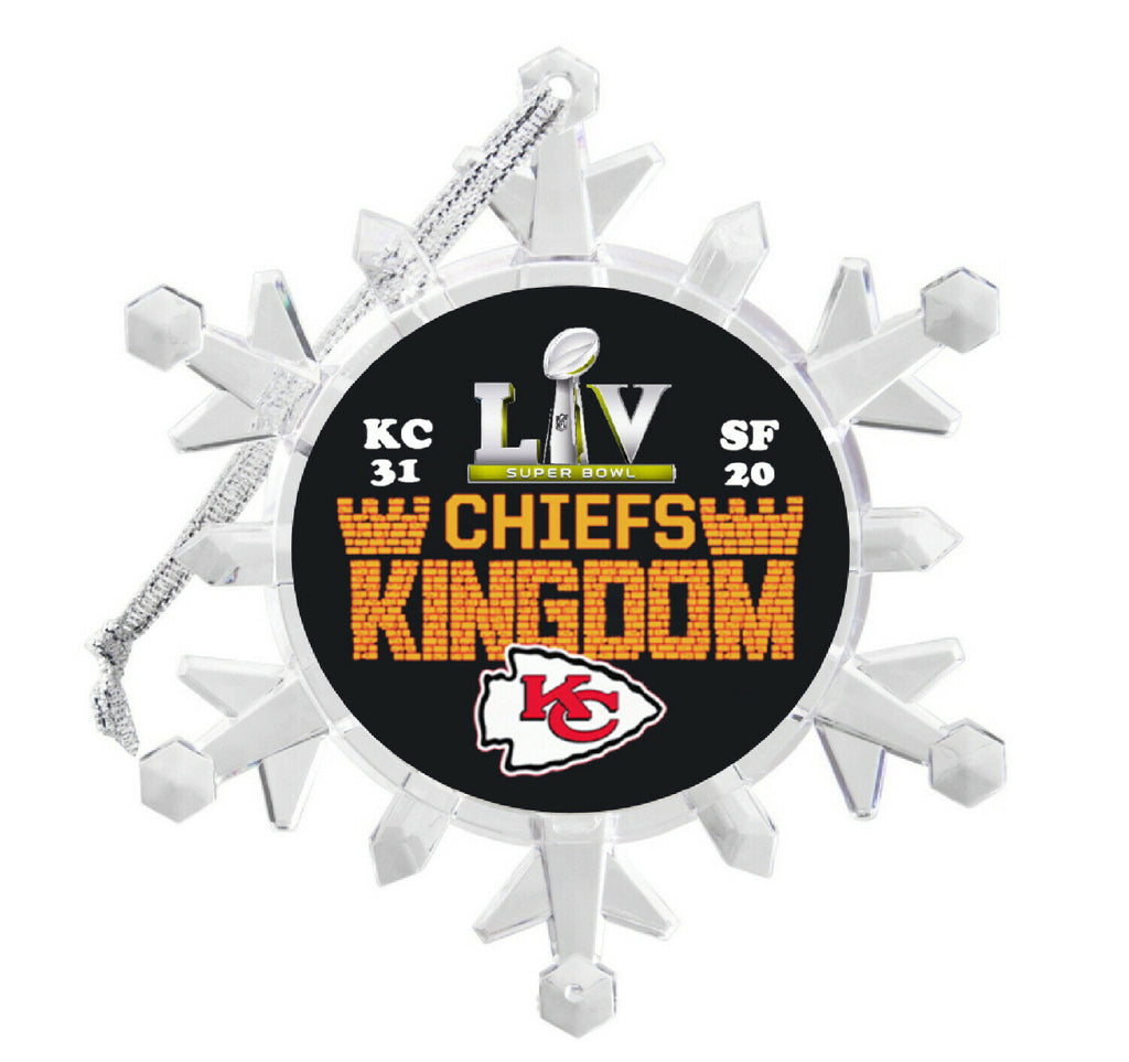 Kansas City Chiefs Super Bowl Snowflake Blinking Holiday Christmas Tree Ornament