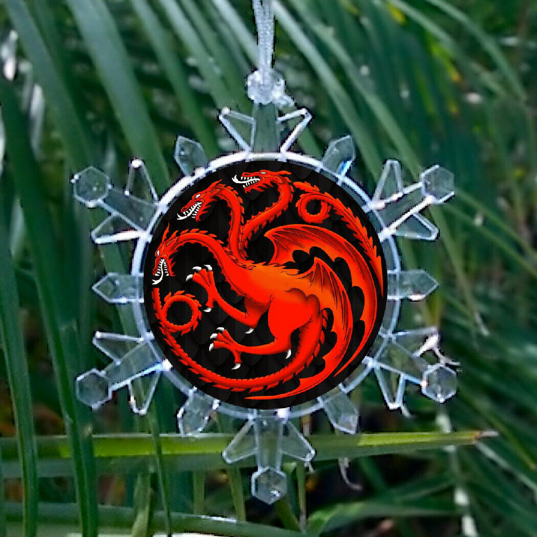 House Targaryen Game of Thrones Snowflake Blinks Holiday Christmas Tree Ornament