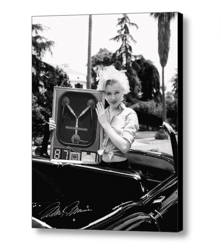 Framed Marilyn Monroe holding Flux Capacitor Back To The Future faux autograph