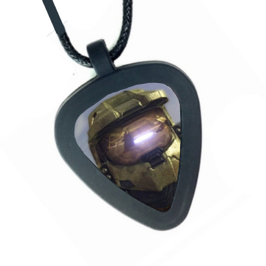 Halo Helmet Videogame Pickbandz Mens or Womens Real Guitar Pick Necklace