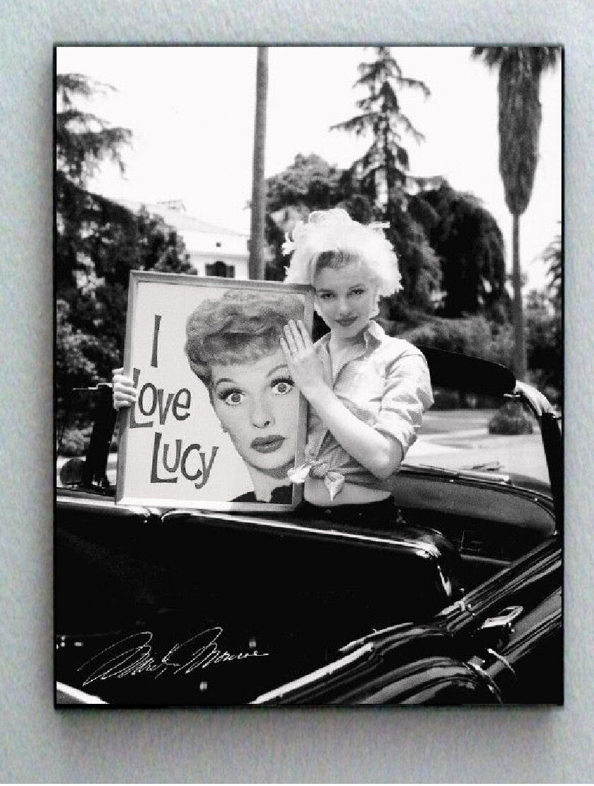 Framed Marilyn Monroe holding I Love Lucy Ball faux signed autograph  Limited Ed