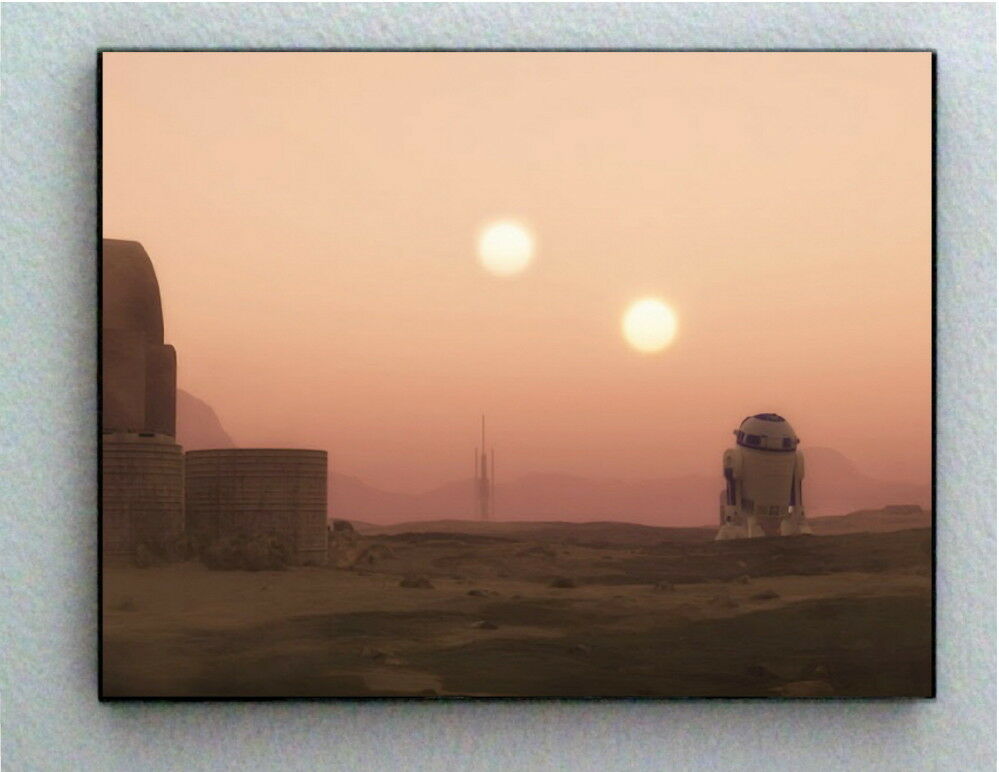 Framed Star Wars R2D2 Sunset on Planet Tatooine 8.5 X 11 inch Art Print