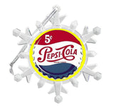Pepsi Cola Retro Bottlecap Snowflake Blinks Lit Holiday Christmas Tree Ornament