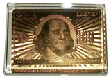 24K gold plating 100 dollar bill Paperweight  Sales Award Trophy Fantasy League