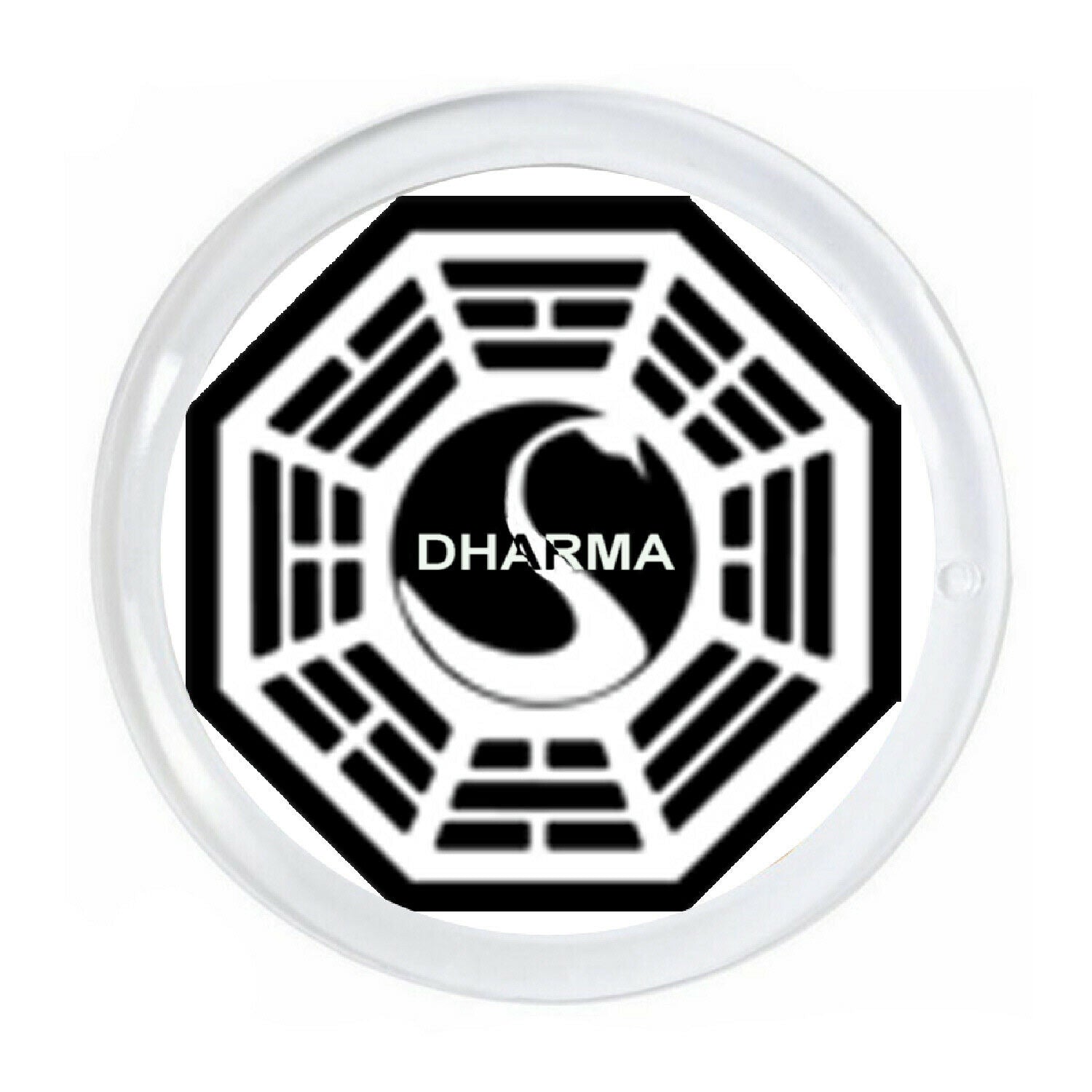 Dharma Station LOST TV Show Magnet big round almost 3 inch diameter with border.