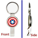 Captain America Pendant or Keychain silver tone secret bottle opener