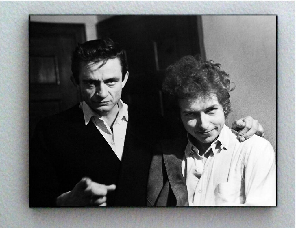 Rare Framed Johnny Cash with Bob Dylan Vintage Photo. Jumbo Giclée Print