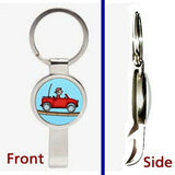 Hill Climb Racing Red Jeep Pennant or Keychain silver tone secret bottle opener
