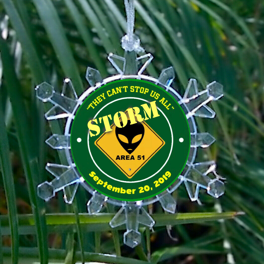 Storm Area 51 Alien Snowflake Multi Blinking Holiday Christmas Tree Ornament