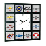 History of Chevrolet Chevy Bowtie Garage Man Cave Office Clock with 12 pictures