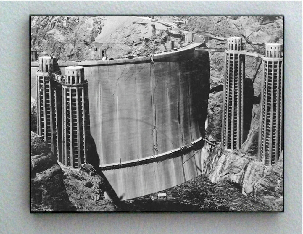 Rare Framed 1936 Empty Dry Hoover Dam Vintage Photo. Jumbo Giclée Print