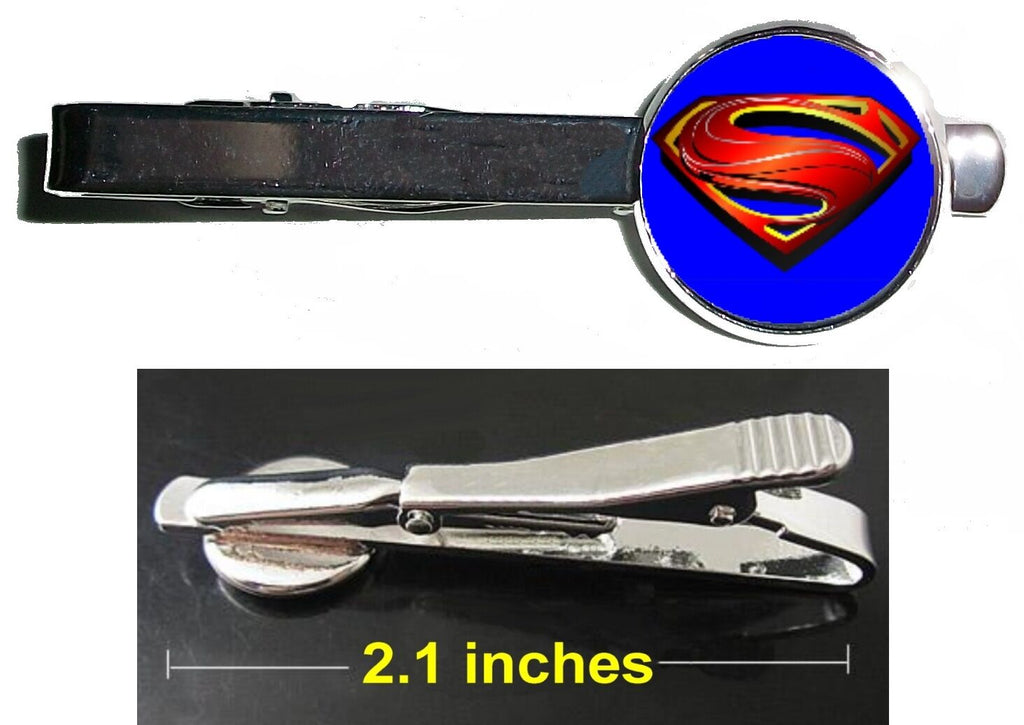 Superman Man Of Steel Tie Clip Clasp Bar Slide Silver Metal Shiny