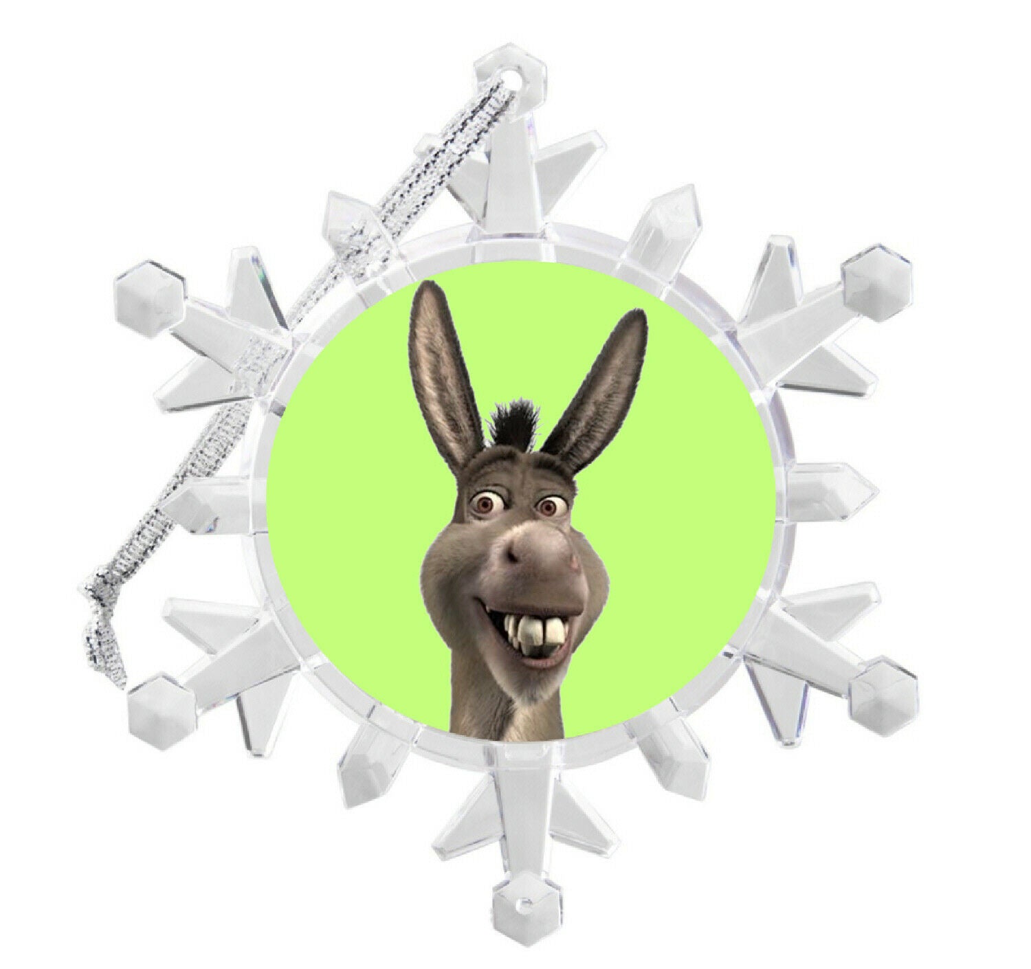 Donkey from Shrek Snowflake Colored Blinking Lit Holiday Christmas Tree Ornament