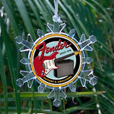 Retro Fender Electric Guitars Snowflake Blinking Holiday Christmas Tree Ornament