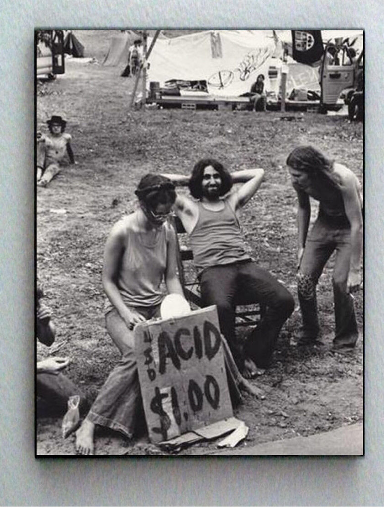 Rare Framed Hippie Outdoor Concert Acid Drug Sale Vintage Photo. Giclée Print