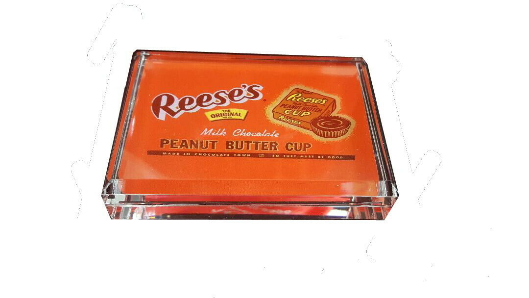 Retro Vintage Reese's Peanut Butter Cups Wrapper Acrylic Desk Top Paperweight