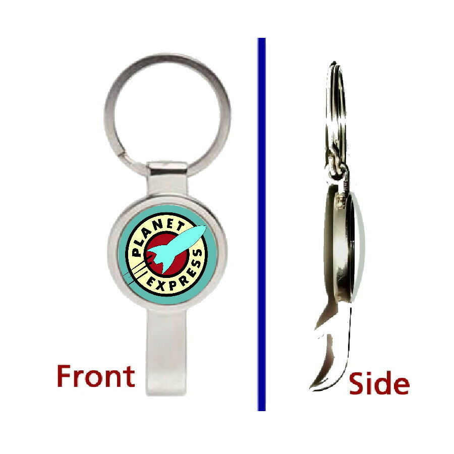 Planet Express Futurama Pendant or Keychain silver tone secret bottle opener