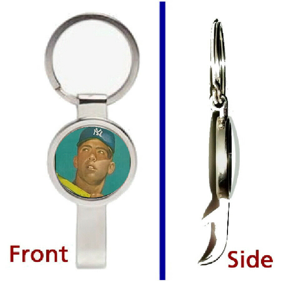 Mickey Mantle Rookie Card Pendant or Keychain silver tone secret bottle opener