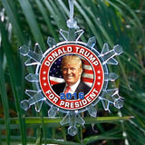 Donald Trump President 2016 Snowflake Blinking Holiday Christmas Tree Ornament