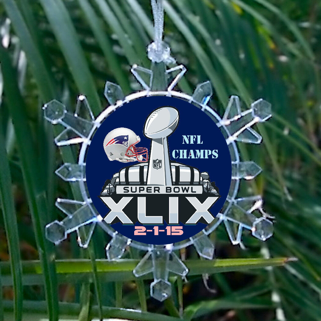 New England Patriots Super Bowl 49 Snowflake Holiday Christmas Tree Ornament