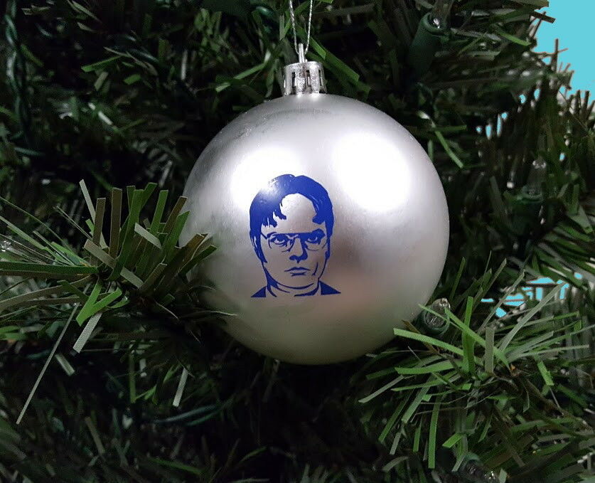 Official The Office Dwight Schrute Silver Ball Holiday Christmas Tree Ornament