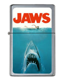 Jaws Shark Movie Poster Flip Top Lighter Brushed Chrome with Vinyl Image.
