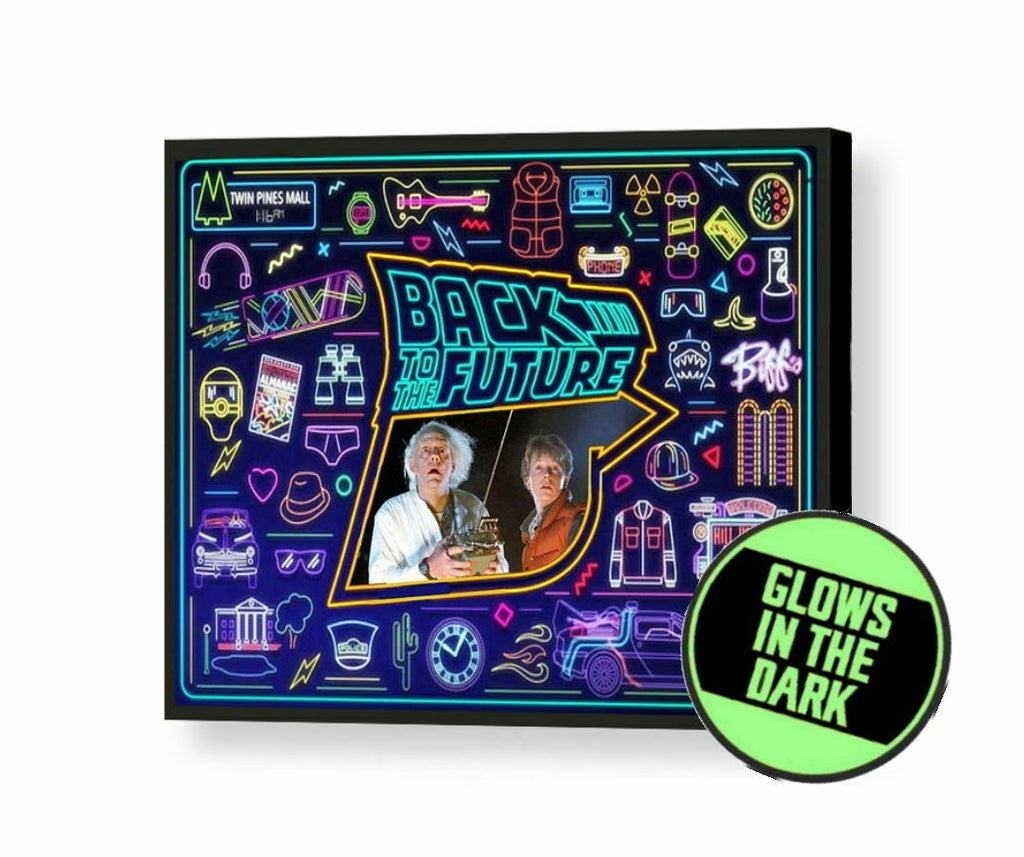 Back To The Future neon Glow In The Dark Framed Cool Art Mini Poster