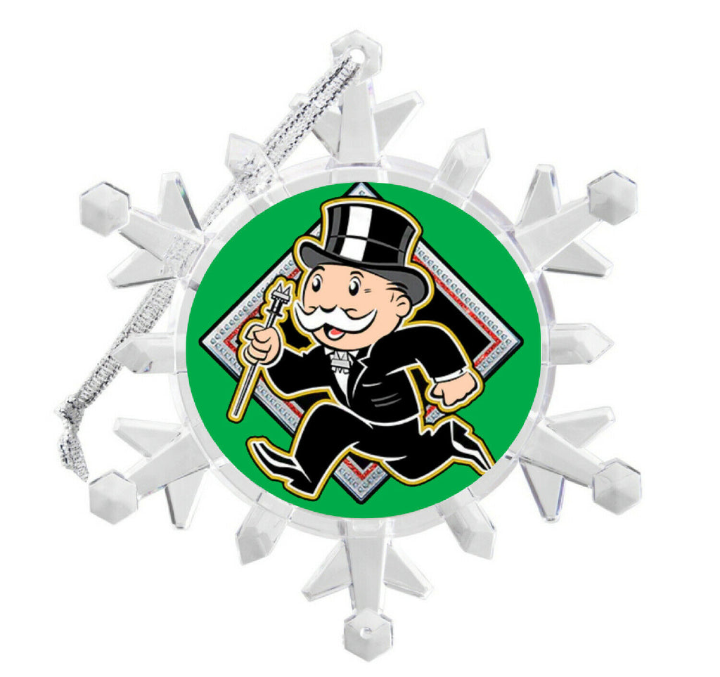 Monopoly Rich Uncle Pennybags Snowflake Blinking Holiday Christmas Tree Ornament