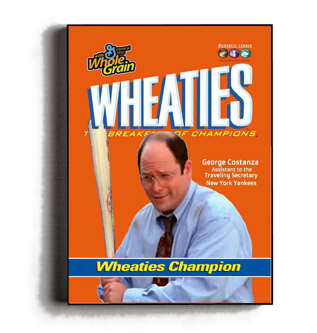 Framed George Costanza Seinfeld Yankees Wheaties Cereal Box Cover Paro –  Final Score Products
