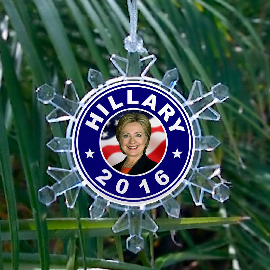 Hillary Clinton President 2016 Snowflake Blinkng Holiday Christmas Tree Ornament