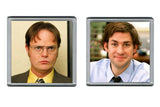 The Office NBC TV Show Dwight Schrute Jim Halpert Coaster set. 4 X 4 inches each