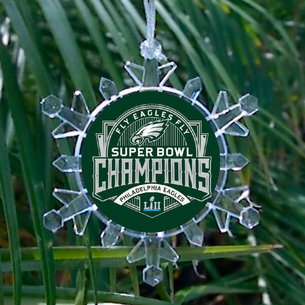 Philadelphia Eagles Super Bowl Snowflake lit Holiday Christmas Tree Ornament