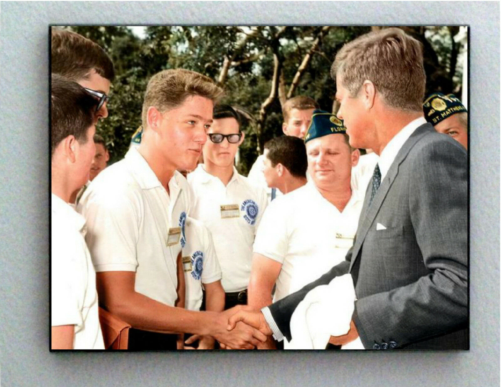 Rare Framed 1963 Bill Clinton meets John F Kennedy Vintage Photo. Giclée Print